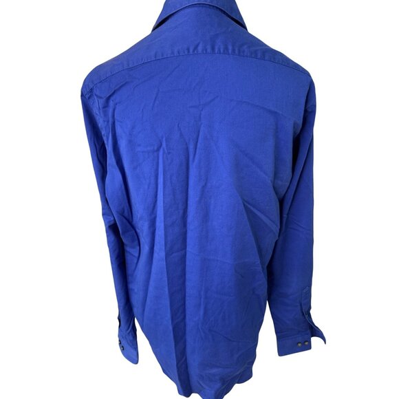 Van Heusen Mens Blue Long Sleeve Button-Up Shirt Slim Fit Stretch L - Picture 4 of 8